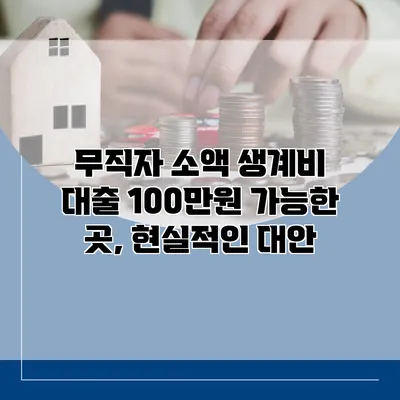 무직자 소액 생계비 대출 100만원 가능한 곳, 현실적인 대안