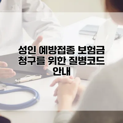 성인 예방접종 보험금 청구를 위한 질병코드 안내