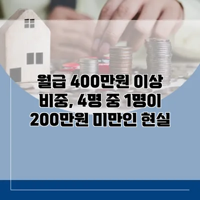 월급 400만원 이상 비중, 4명 중 1명이 200만원 미만인 현실