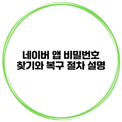 네이버 앱 비밀번호 찾기와 복구 절차 설명