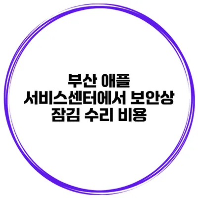 부산 애플 서비스센터에서 보안상 잠김 수리 비용