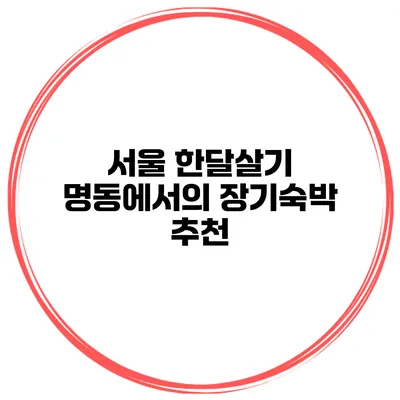 서울 한달살기 명동에서의 장기숙박 추천